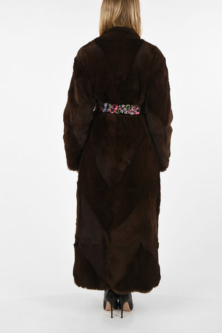 Open Front Rabbit Fur With Belt