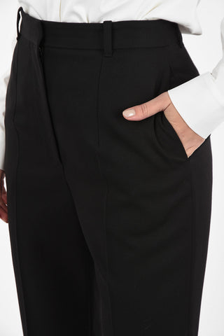Single Pleat High Waist Straight Fit Pants