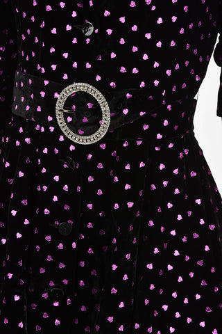Heart Printed Mini Chemisier With Jewel Belt