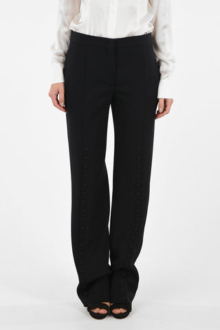 Pantaloni Palazzo LUNA in Lana Con Bottoni 