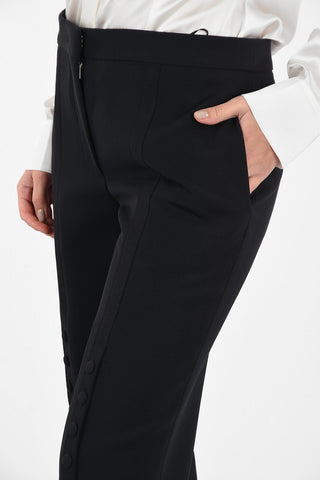 Pantaloni Palazzo LUNA in Lana Con Bottoni 