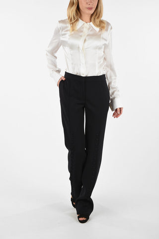 Pantaloni Palazzo LUNA in Lana Con Bottoni 