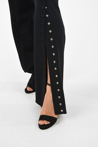 Pantaloni Palazzo LUNA in Lana Con Bottoni 