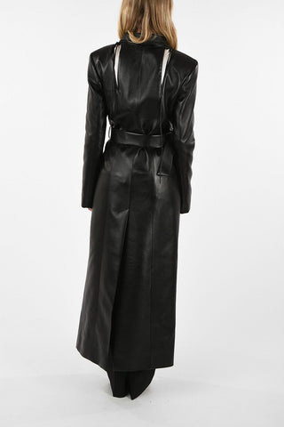 Trench in Ecopelle con Dettagli Cut Out