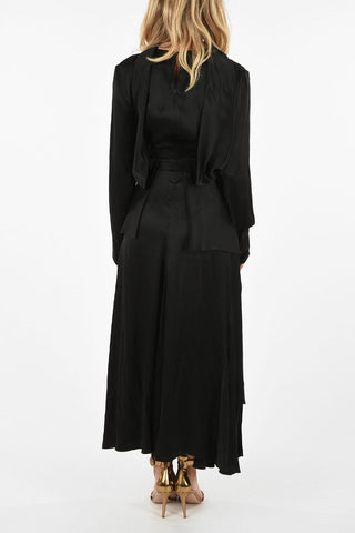 Silk Flared Dress With Belt 