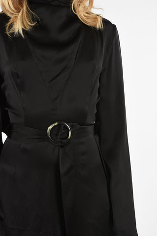 Silk Flared Dress With Belt 