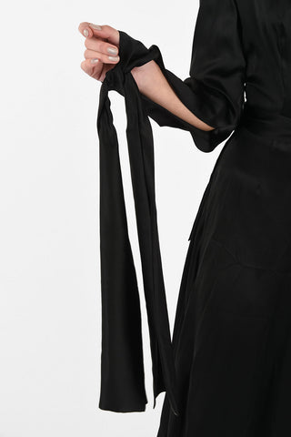 Silk Flared Dress With Belt 