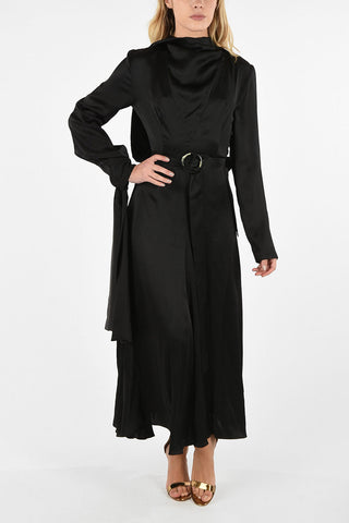 Silk Flared Dress With Belt 