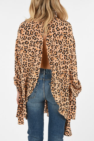 Animal Printed Open Back Shirt