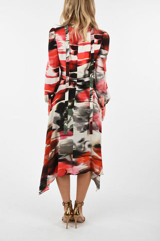 Silk Asimmetric Tie Neck Dress