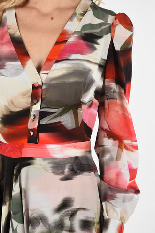 Silk Asimmetric Tie Neck Dress