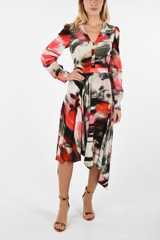 Silk Asimmetric Tie Neck Dress