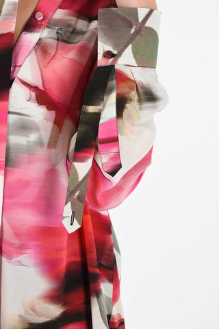 Floral-printed Silk  tie neck Shirt