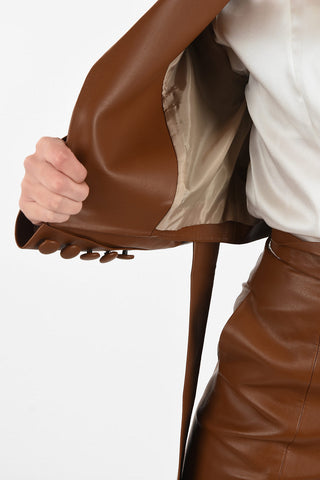 Faux Leather Crop Jacket With Sleeve Details 