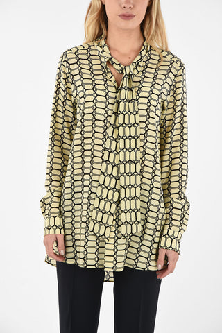 Silk Tie Neck Shirt with Hidden Closure