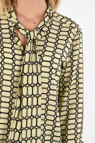 Silk Tie Neck Shirt with Hidden Closure