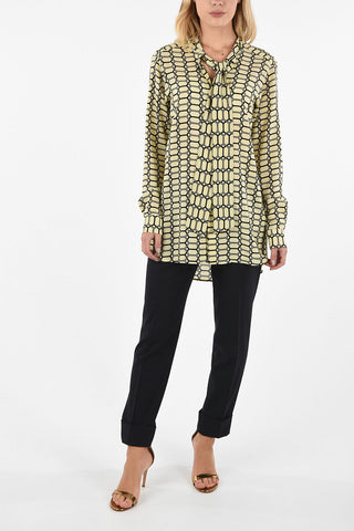 Silk Tie Neck Shirt with Hidden Closure