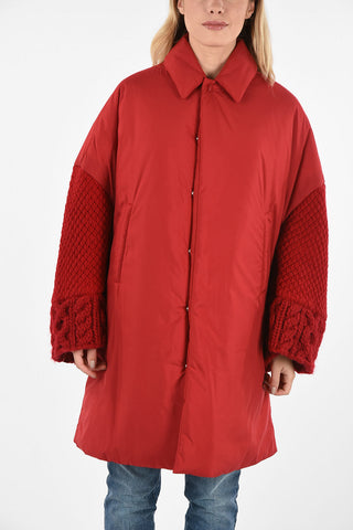 Padded jacket with Knit Sleeves