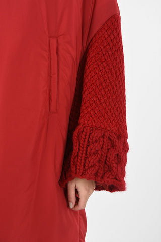 Padded jacket with Knit Sleeves