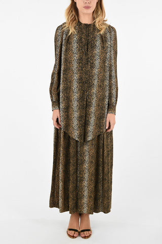 Animal Printed Tie Neck Shirt Dress