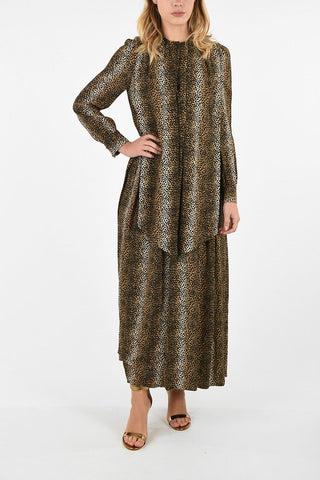 Animal Printed Tie Neck Shirt Dress