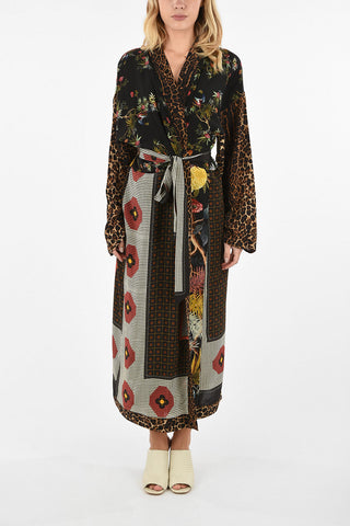 Patchwork Printed Silk KANDELA Kimono Dress