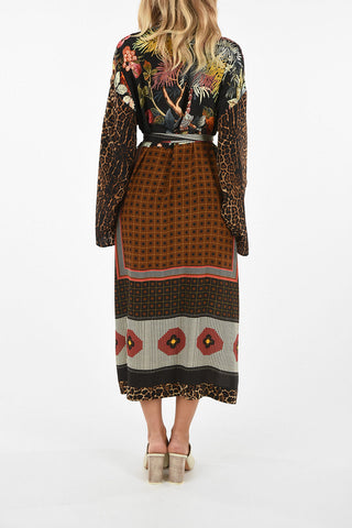 Patchwork Printed Silk KANDELA Kimono Dress
