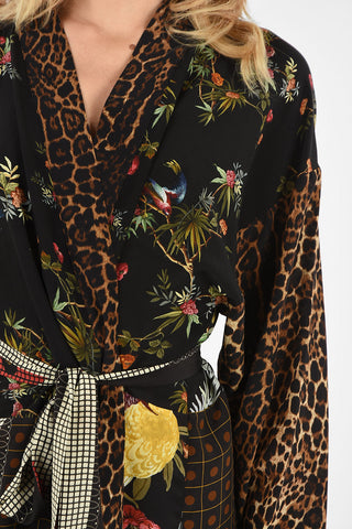 Patchwork Printed Silk KANDELA Kimono Dress