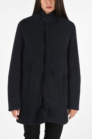 GIORGIO ARMANI suede leather hidden closure coat