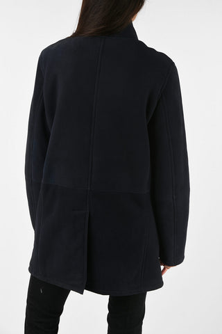 GIORGIO ARMANI suede leather hidden closure coat