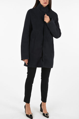 GIORGIO ARMANI suede leather hidden closure coat