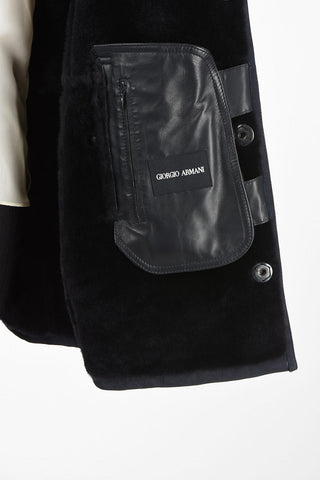 GIORGIO ARMANI suede leather hidden closure coat