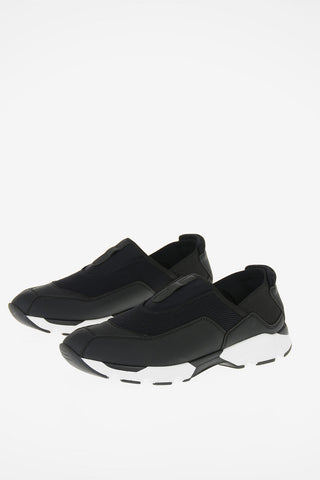 Stretch Fabbric Slip On Sneakers with Eco Leather Details