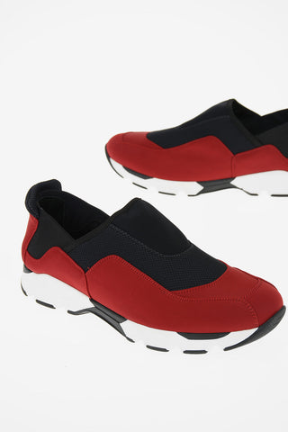 Stretch Fabbric Slip On Sneakers with Eco Leather Details