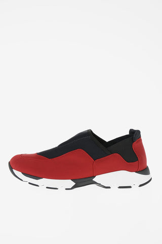 Stretch Fabbric Slip On Sneakers with Eco Leather Details
