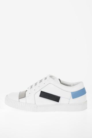 Leather Lace Up Sneakers with Contrast Applications