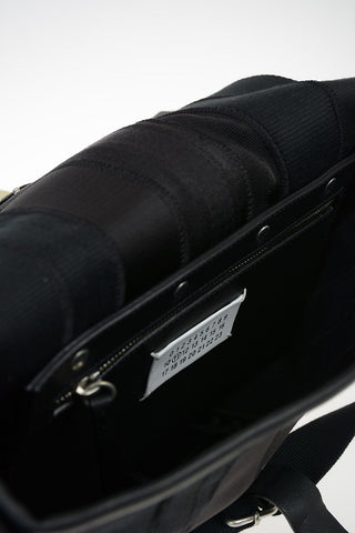 MM11 Fabric Shoulder Bag with Leather Insert
