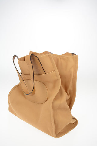 MM11 Fabric Shopping Bag With Leather Insert