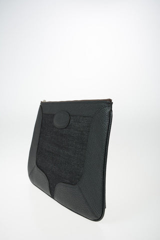 MM11 Pochette in Denim con Inserti in Pelle