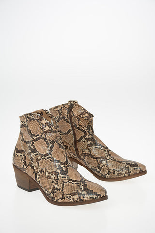 5 cm Snake Printed Chunky Heel Jodhpur boots