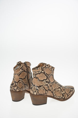 5 cm Snake Printed Chunky Heel Jodhpur boots
