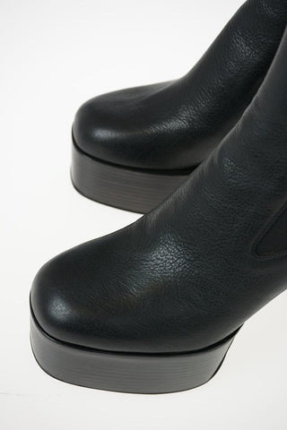 13cm  Leather ELASTIC KISS Ankle Boot