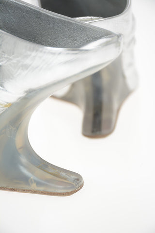 8cm Laminate Leather CANTILEVERED Mules