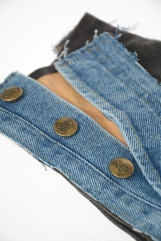 leather Gloves with Denim Insert