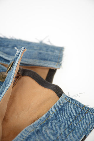 leather Gloves with Denim Insert