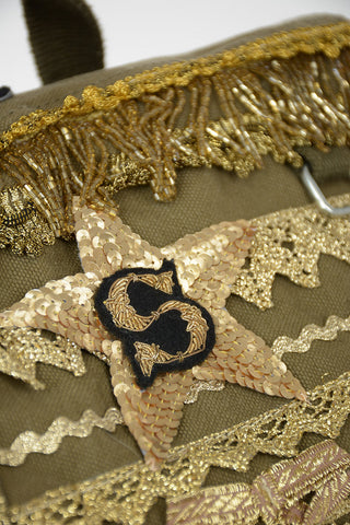 Lurex rhinestone embellished Saddle bag