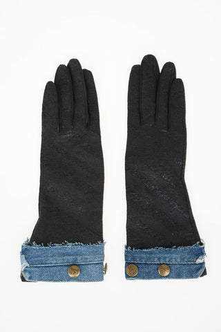 Lurex Gloves with Denim Insert