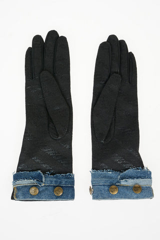 Lurex Gloves with Denim Insert