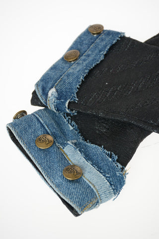 Lurex Gloves with Denim Insert