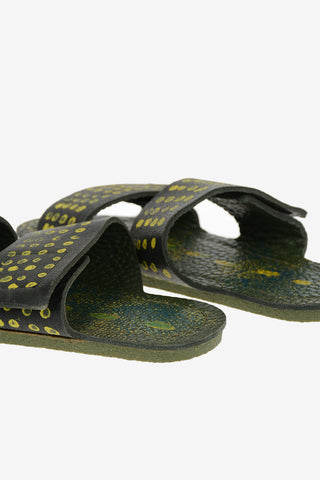 leather Slippers with polka dots